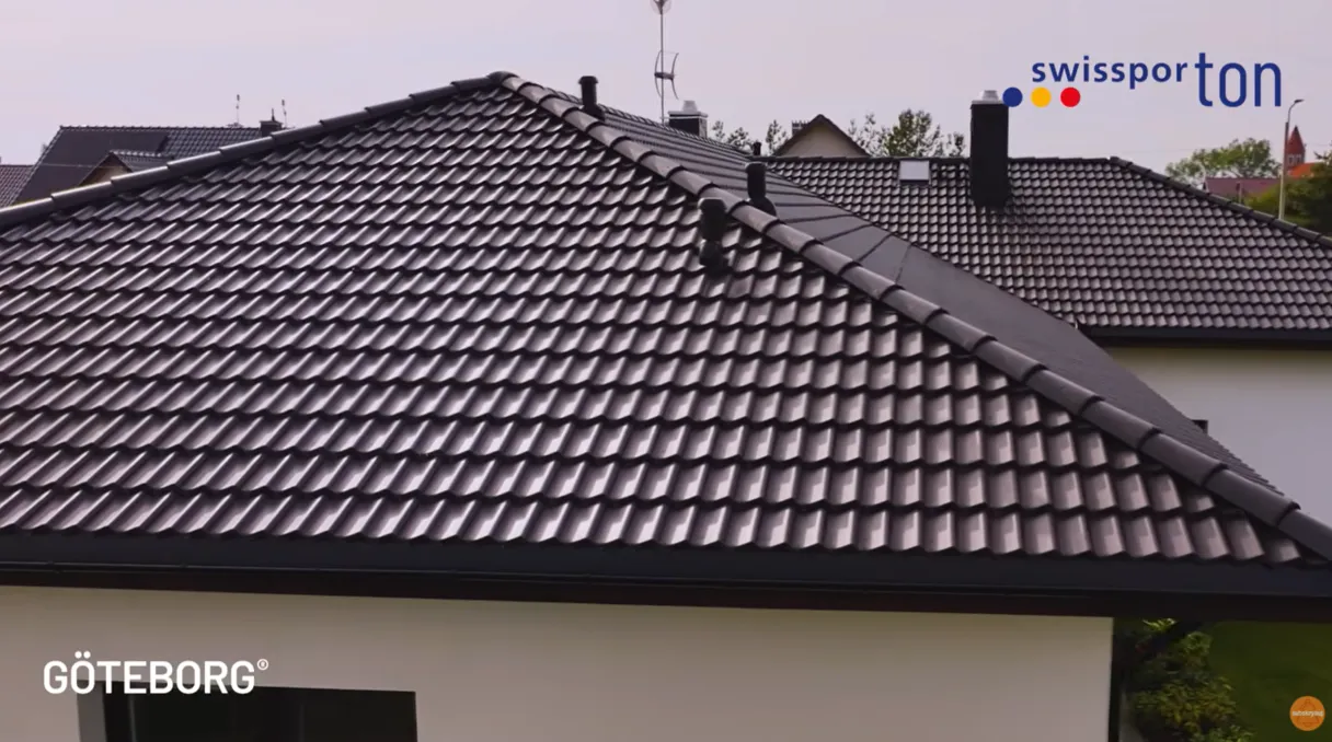 Betonová střešní taška swissporTON GÖTEBORG Duratop PRO grafitová – realizace
