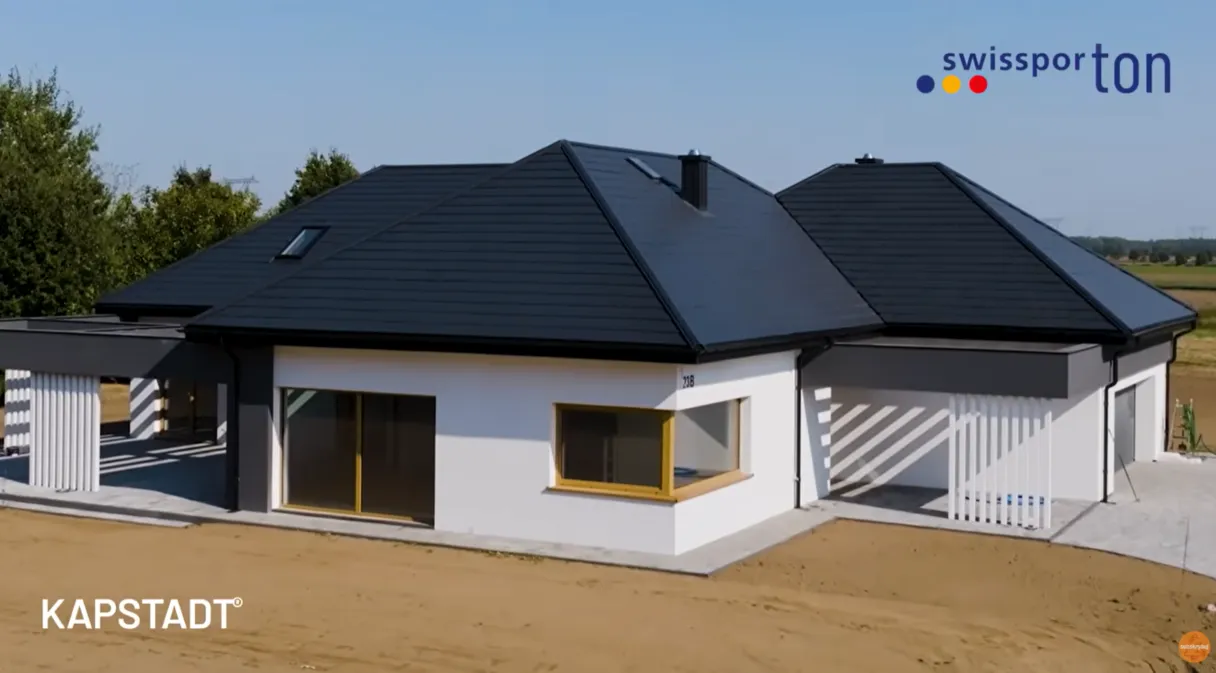  Płaska dachówka cementowa swissporTON KAPSTADT Planar czarna - realizacja