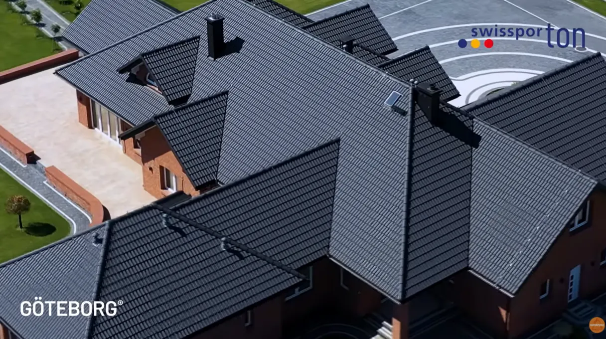 Betonová střešní taška swissporTON GÖTEBORG Planar grafitová – realizace